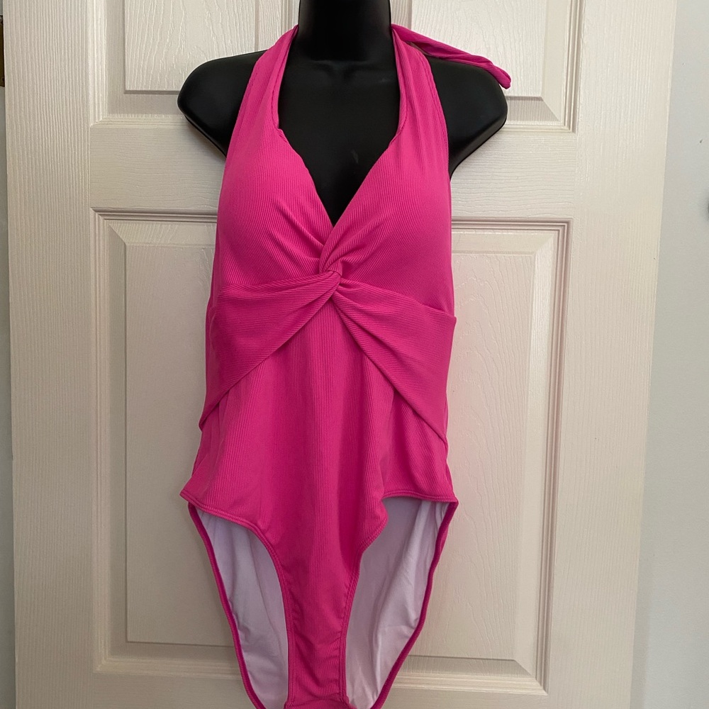 Pink Halter One-Piece Swimsuit
